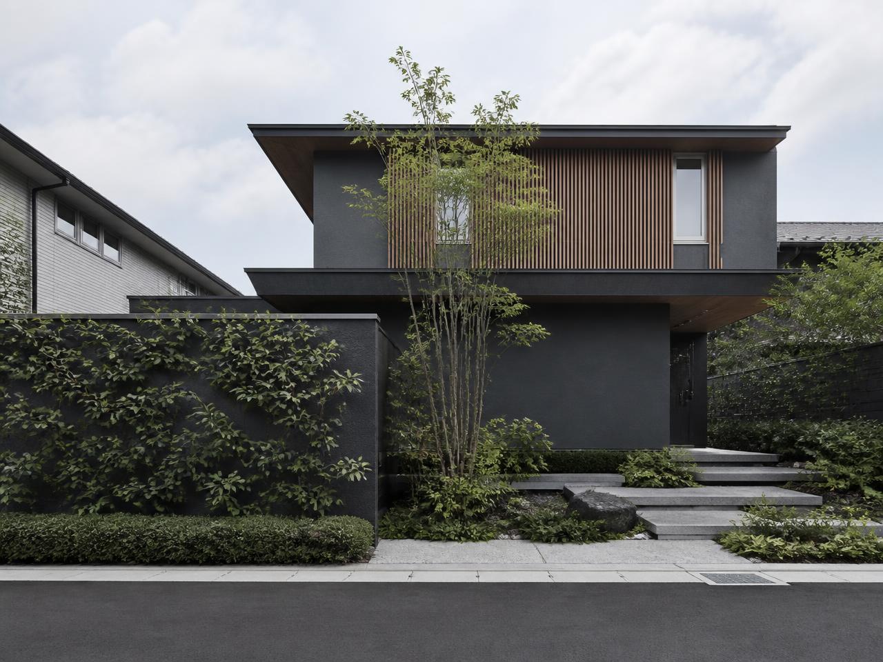 Modern detached house in an upscale Japanese residential neighborhood